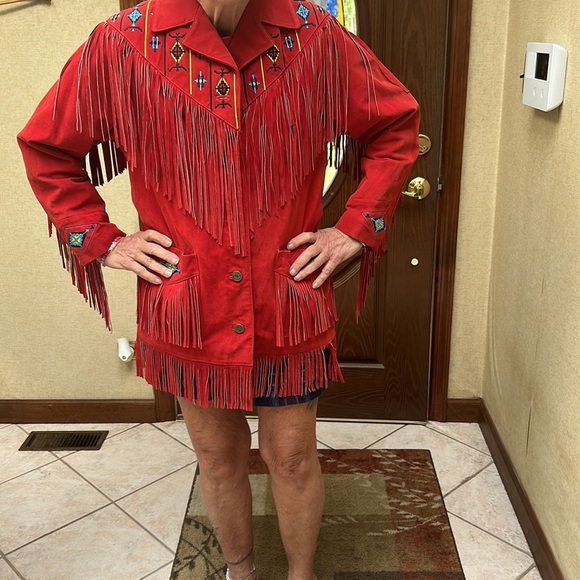 Excelled Collection Medium Red Embroidered Jacket - Picture 5 of 8